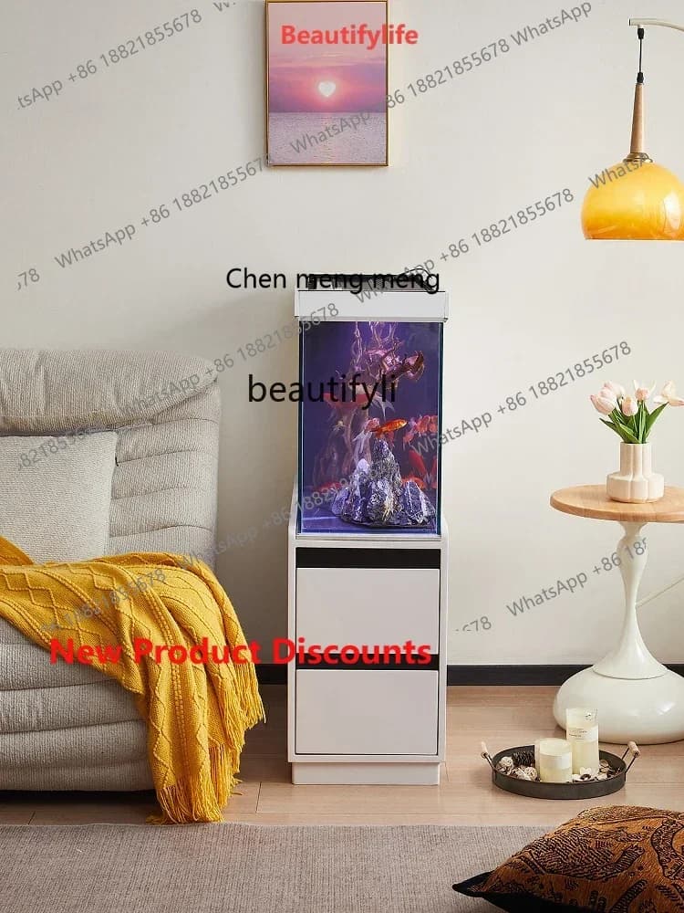 ss8350 Ultra-clear glass fish tank, living room sofa with cabinets integrated light luxury home landscaping aquarium