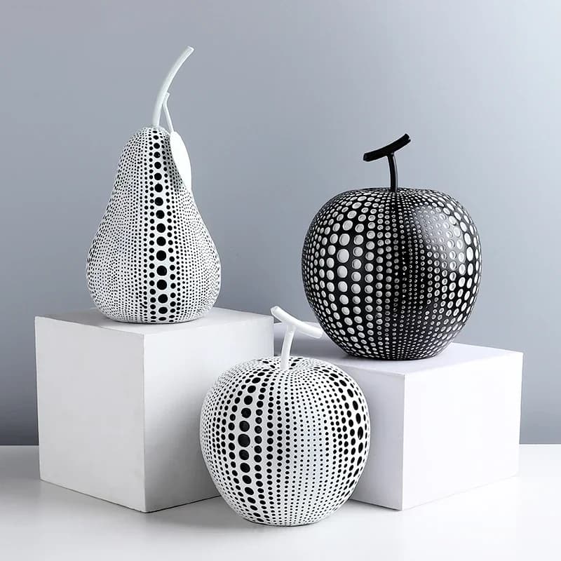 White Black Apple Pear Resin Statue Fruit Abstract Statue Decoration Room Decoration home accessories  home decor  figurine