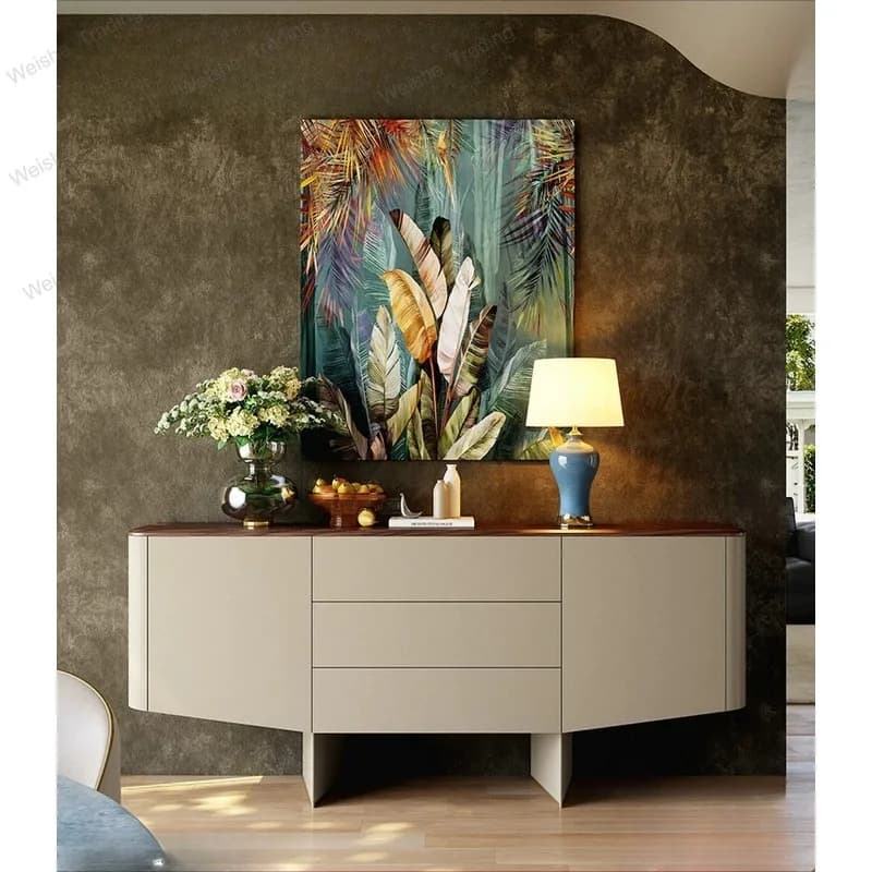 Minimalist dining side cabinet, living room, household wall integrated solid wood locker, porch cabinet
