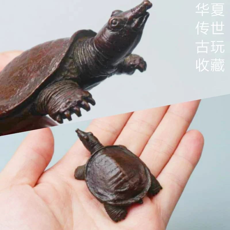 Solid pure turtle antique handpiece, purple pet, Japanese tea ceremony accessory, small copper ornament
