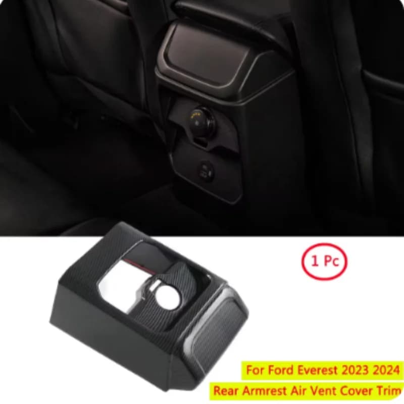 ABS Carbon Fiber Look Rear Armrest Air Vent Frame Cover Trim For Ford Everest 2023 2024 Interior Car Accessories