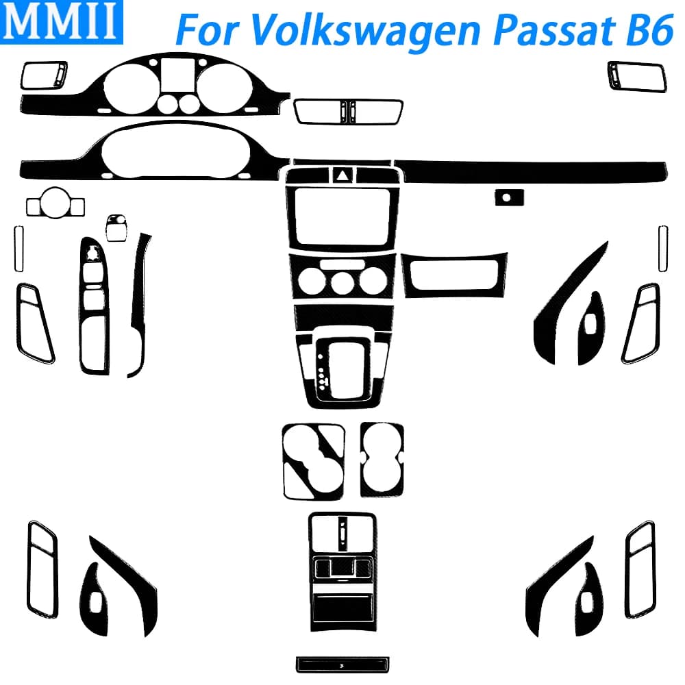 For Volkswagen Passat B6 2006-2011 Piano Black Gear Shift Air Outlet Window Lift Panel Trim Set Car Interior Accessories Sticker