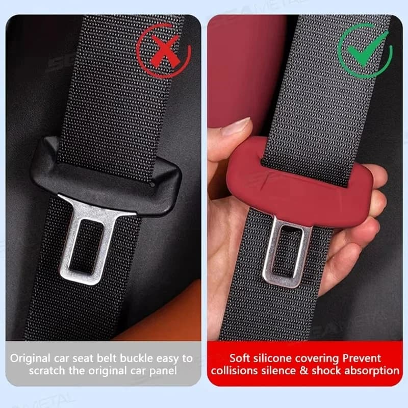 2Pcs Anti‑Scratch Silicone Seat Belt Buckle Protector Sleeve Universal Fit Reduce Abnormal Noise Car Interior Decoration Accesso