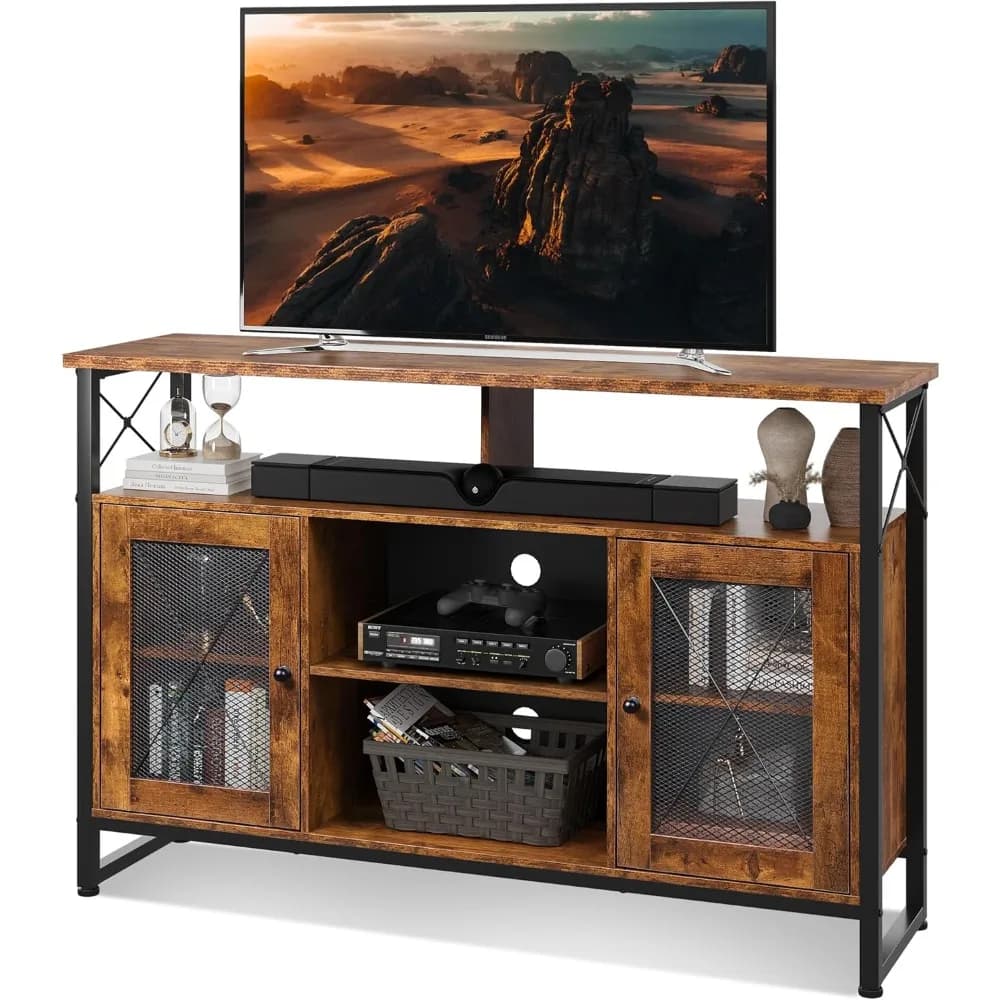Farmhouse Style 55 TV Stand with Tall Entertainment Center and Storage for Rustic Living Spaces