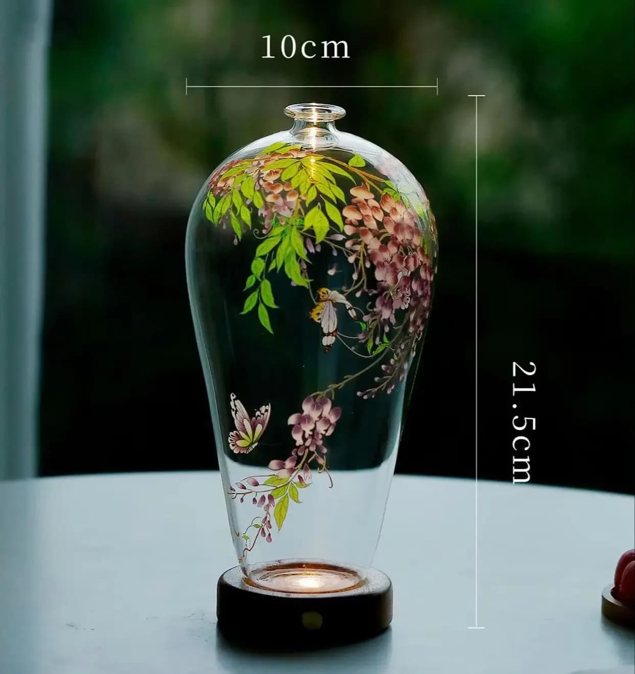 Transparent Glass Vase with Wisteria Luxury Chinese Flower Container Decorative Floral Vase for Living Room Home Table Decor