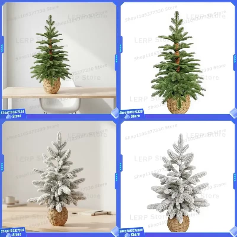 2ft Mini Artificial Christmas Tree PE Material Eco Friendly Angel Vine Base Small Tabletop Xmas Decoration for Indoor Outdoor