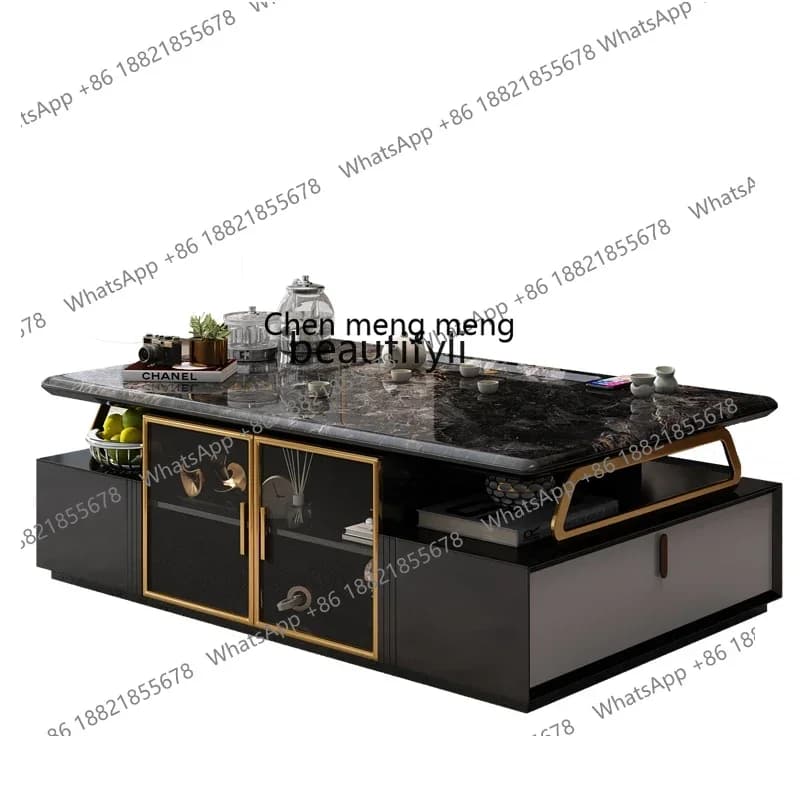 D178 High-end villa marble kung fu coffee table table walnut living room home high-end light luxury modern