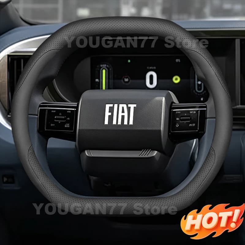 Leather Car Steering Wheel Cover For New Fiat Grande Panda 2025 2026 Summer Auto Steering Wheel Fiat Grande Panda Accessories