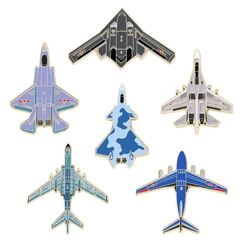 Creative Fighter Shaped Air Show Military Fans Commemorative Brooch Zinc Alloy Enamel Badge Pin For DIY Clothing Bags Decoration