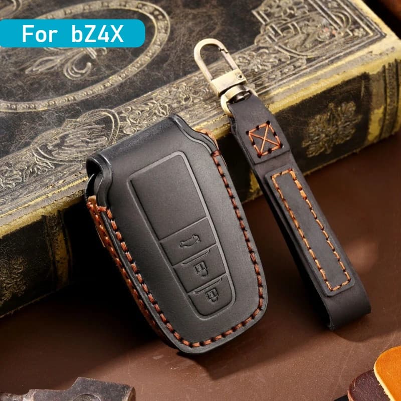 For Toyota BZ4X Corolla Car Key Cover High Quality Genuine Leather Car Key Bag Crazy Horse Leather Car Modification Accessories