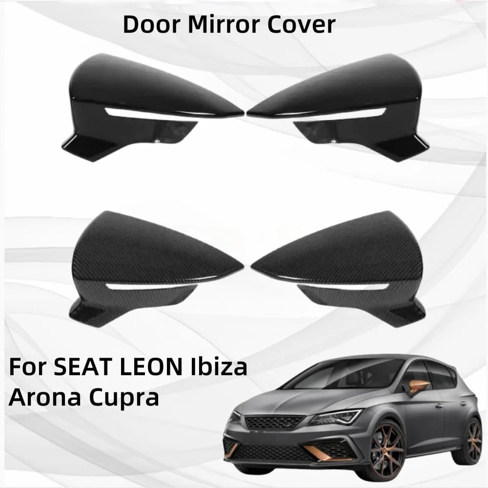 Car Accessories 2017-2024 For SEAT LEON Ibiza Arona Cupra Carbon Fiber Black Door Mirror Cover Car Rearview Replace Housing