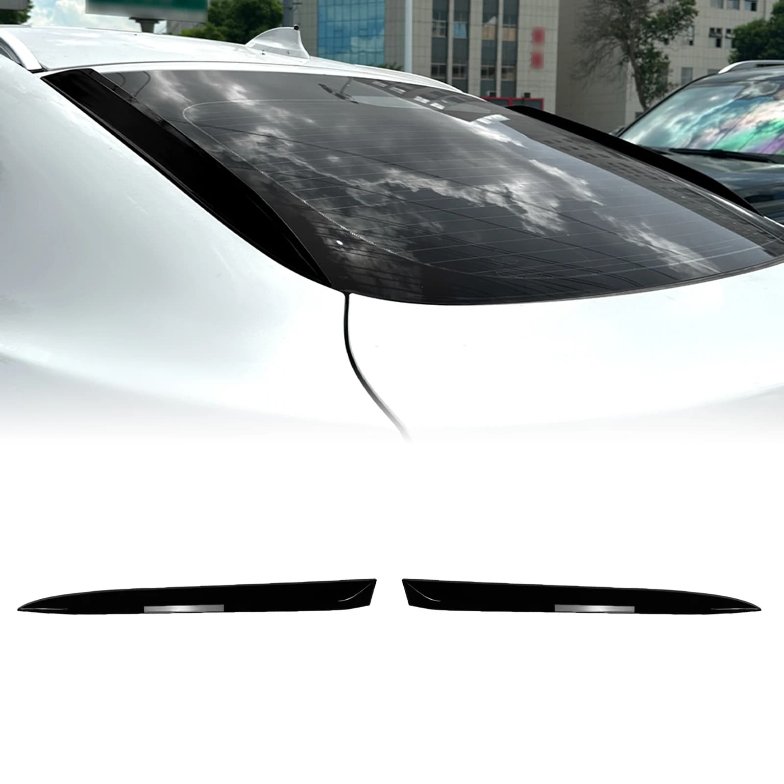 Rear Window Side Spoiler Lip Wing Trim For BMW X6 F16 2015-2019 Carbon Fiber Look/Gloss Black Tail Windshields Shade Decorative