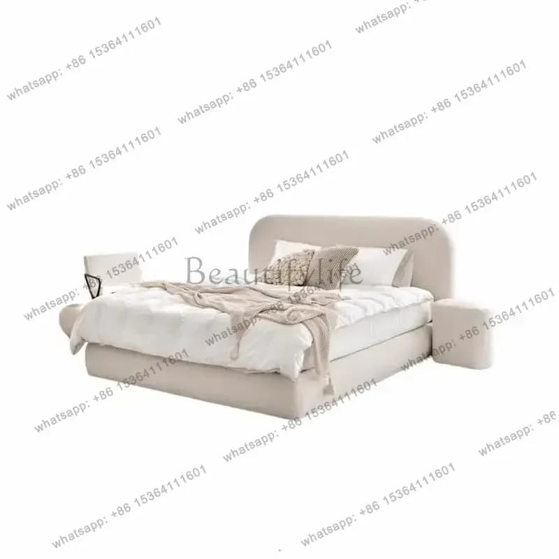 Modern Cream Bed French Minimalist Hotel Aesthetics Fashionable Bed Fashionable Confortable Princess Cama De Casal Furniture