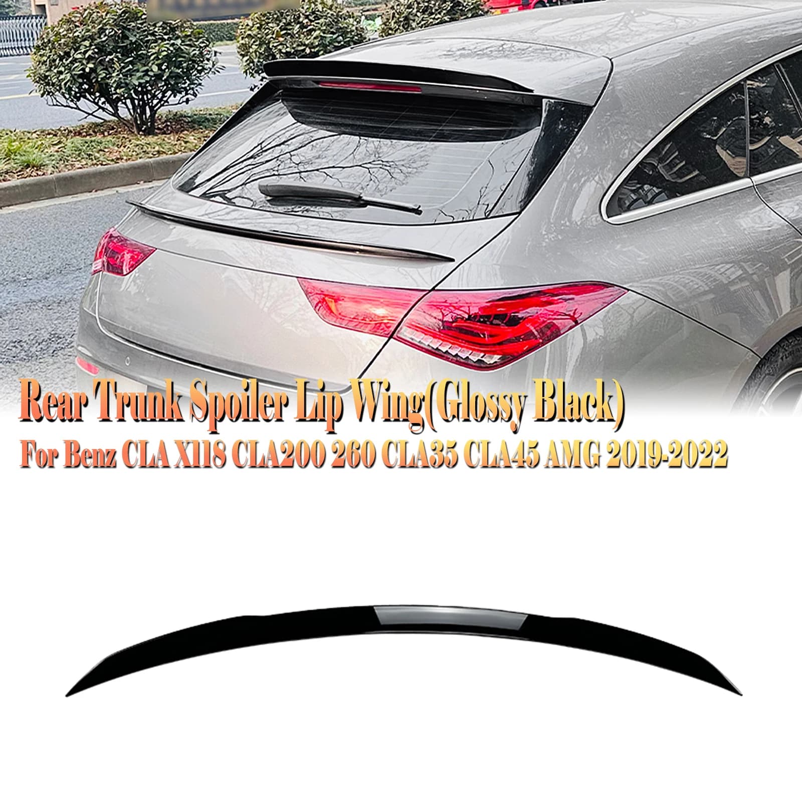 For Mercedes-Benz CLA Class X118 CLA200 CLA260 CLA35 CLA45 AMG 2019-2023 Hatchback Rear Trunk Lid Middle Spoiler Wing Center Lip
