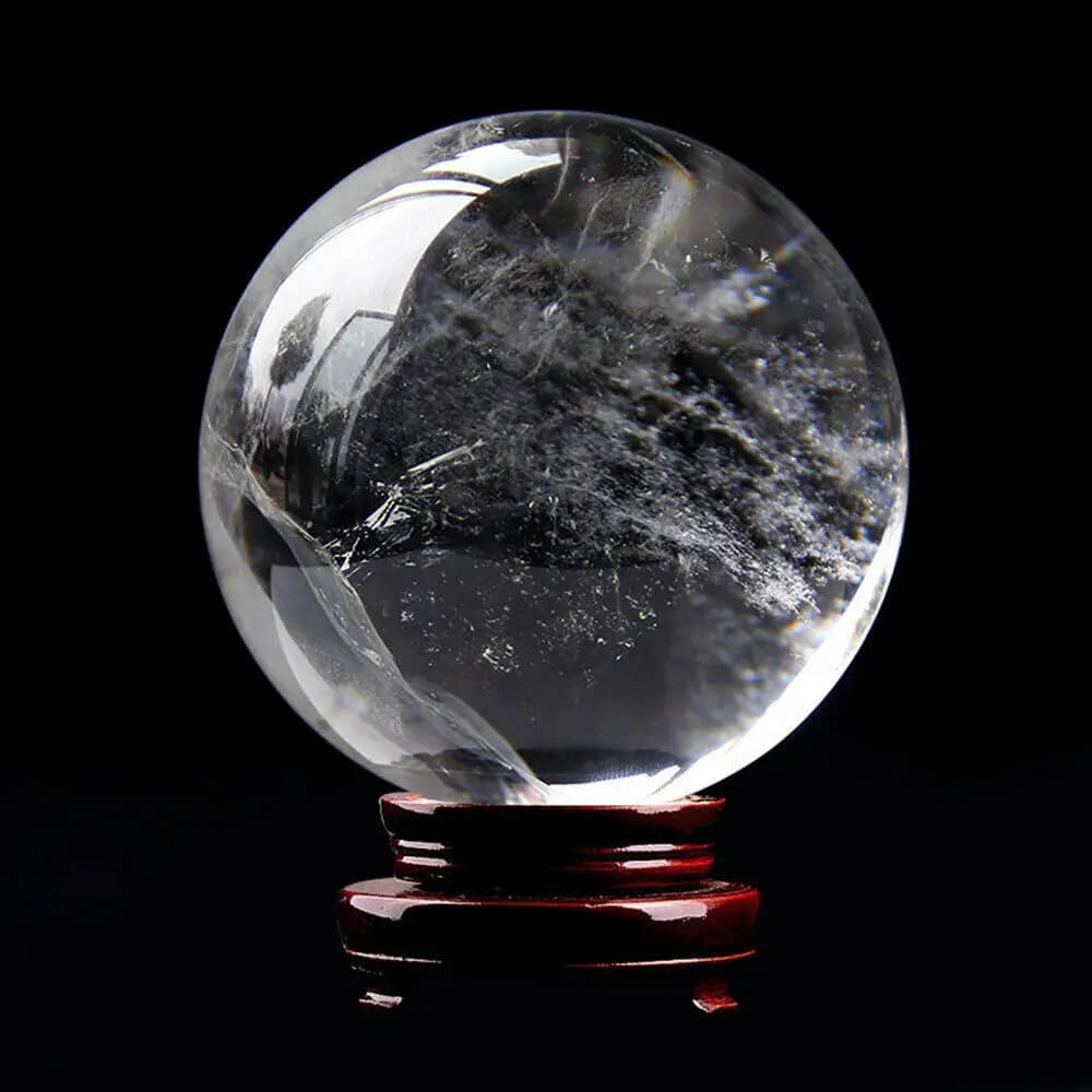 Natural White Clear Quartz Crystal Sphere Ball Healing Stone Reiki Decorations