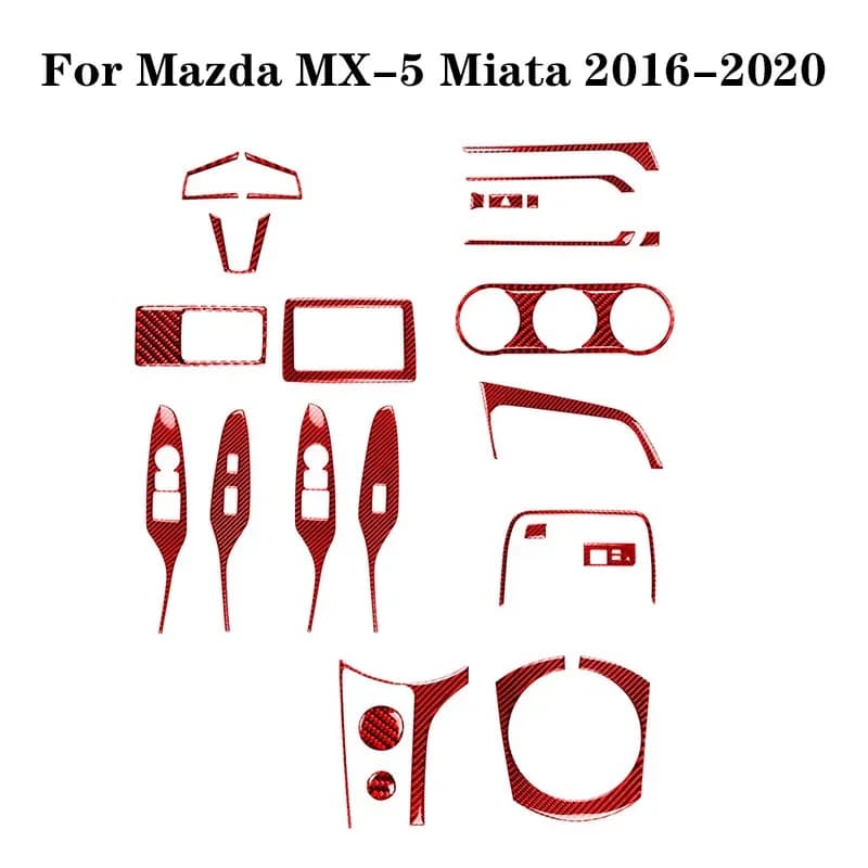 For Mazda MX-5 Miata ND 2016 2017 2018 2019 2020 Carbon Fiber Red Stickers Trim Strip Car Interior Decorative Accessories