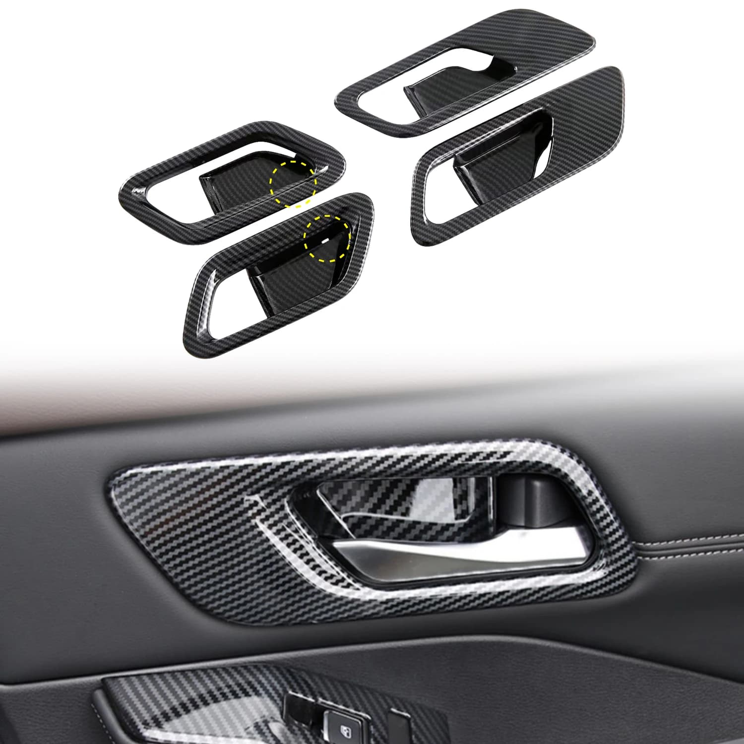 For Nissan Qashqai J12 2021 2022 2023 Auto Car Accessories Interior Door Handle Bowl Frame Cover Carbon Fiber Style Trim 4pcs