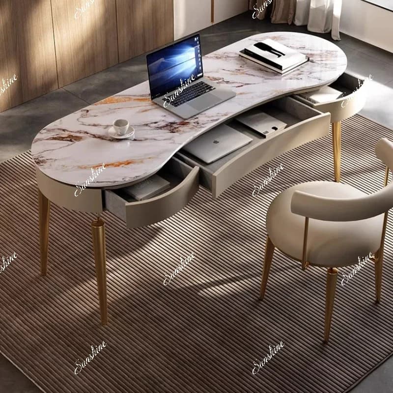 Light luxury slate desk, home study, art office, computer integrated table