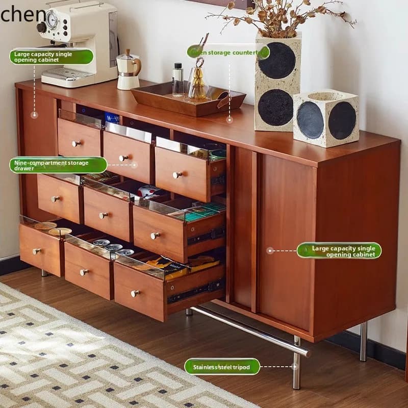 a5 Solid Wood Sideboard Storage Cabinet Bedside Storage Chest Vintage Low Cabinet