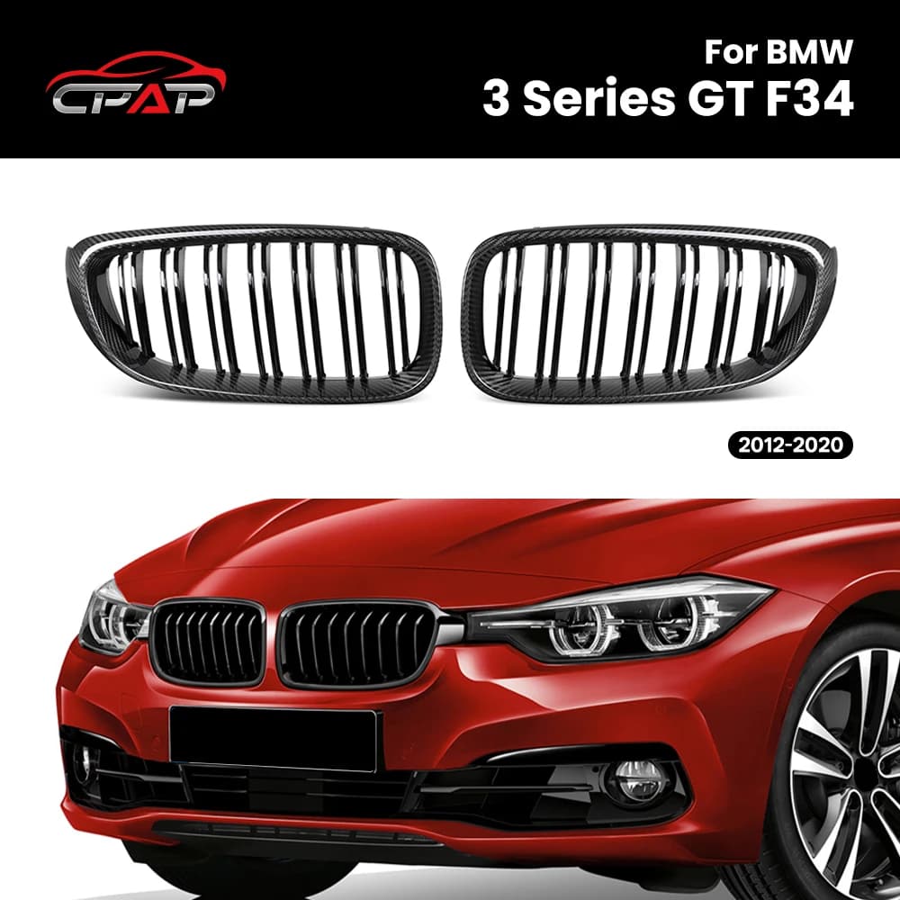 Front Kidney Bumper Grille For BMW 3 Series F34 GT 2012-2020 Real Dry Carbon Fiber Hood Grills Racing Auto Replacement Part