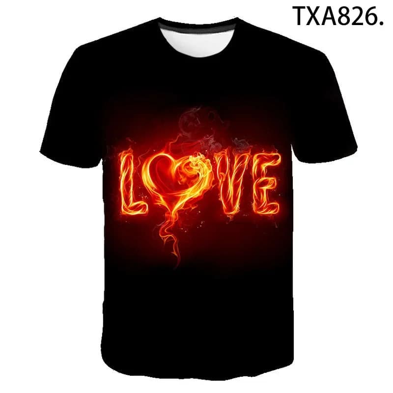 New Love Pattern Men Ladies Kids 3d Printed T-shirts Cool Casual Summer Fashion Streetwear Breathable Lightweight Tops