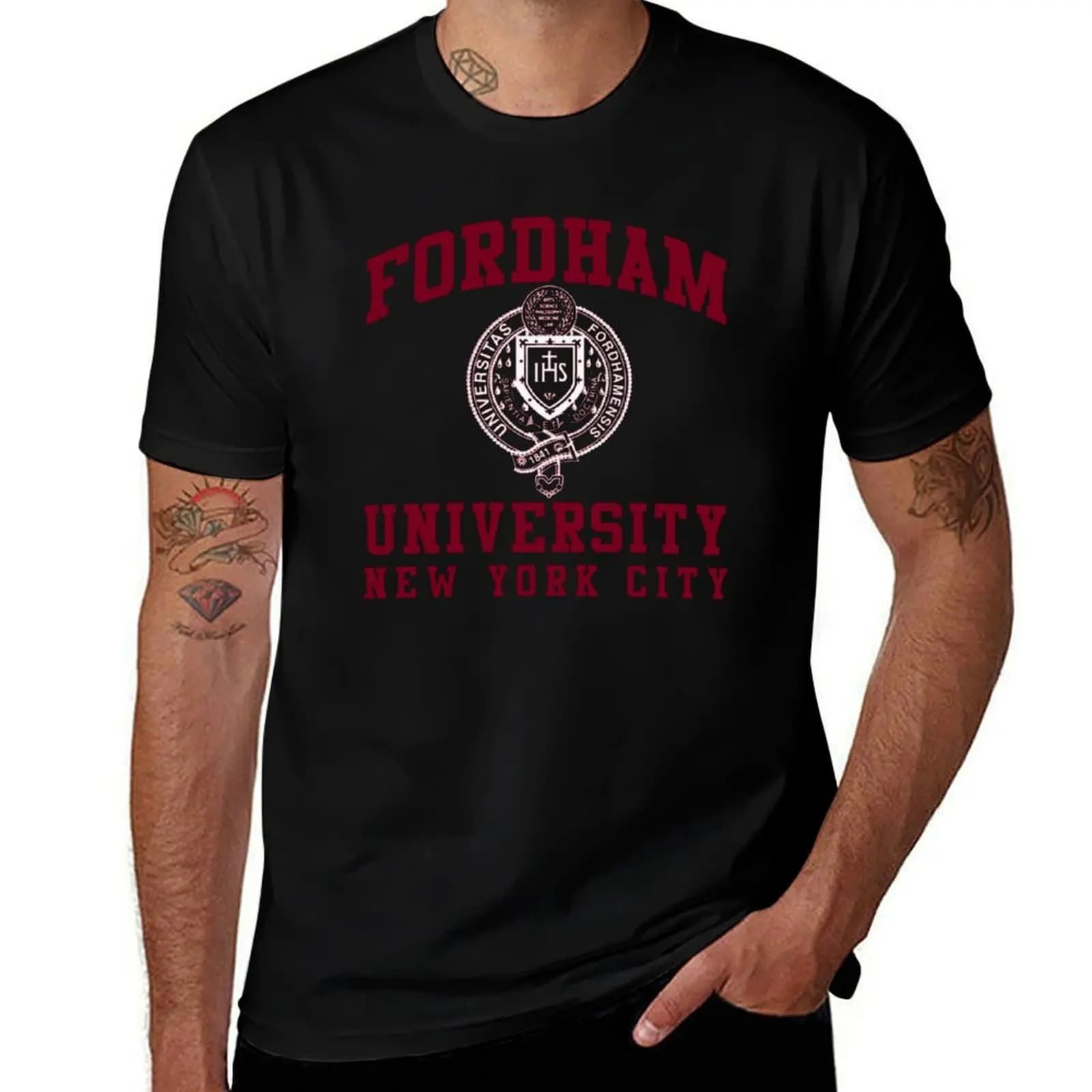 Vintage fordham university T-Shirt t shirt man plain t shirts for man cotton soft man t shirt graphic T-Shirt