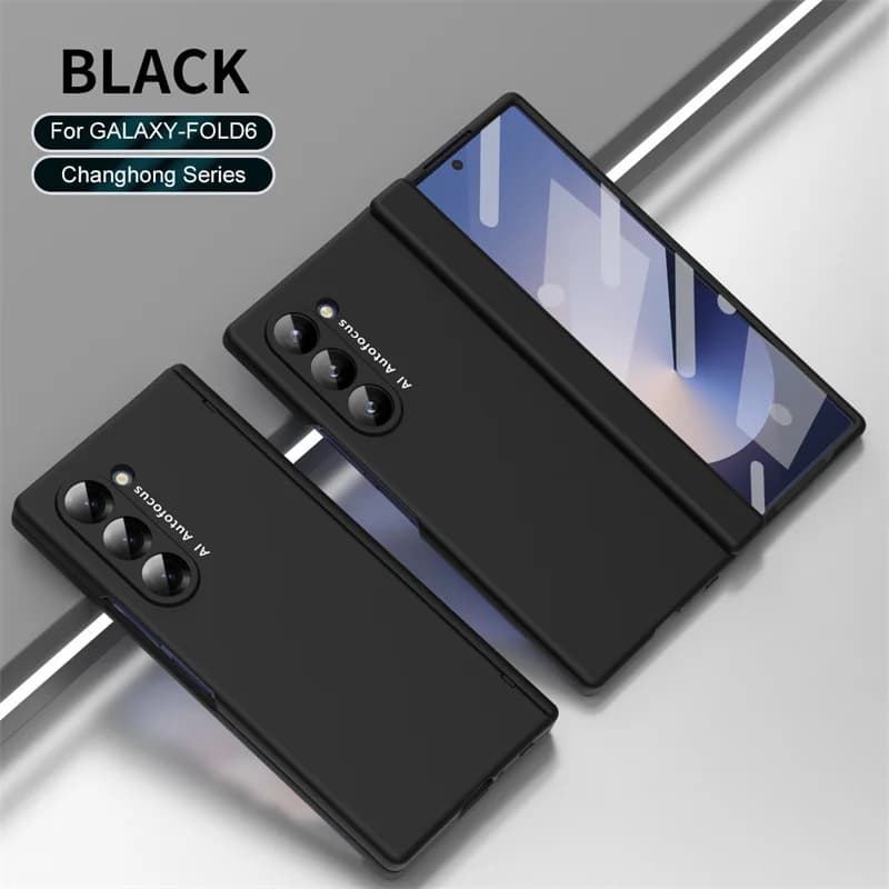 Fashion Fold Edition Hinge Shockproof Phone Case For Samsung Galaxy Z Fold 7 6 5 4 3 5G With Front Screen Protector Glass Cover