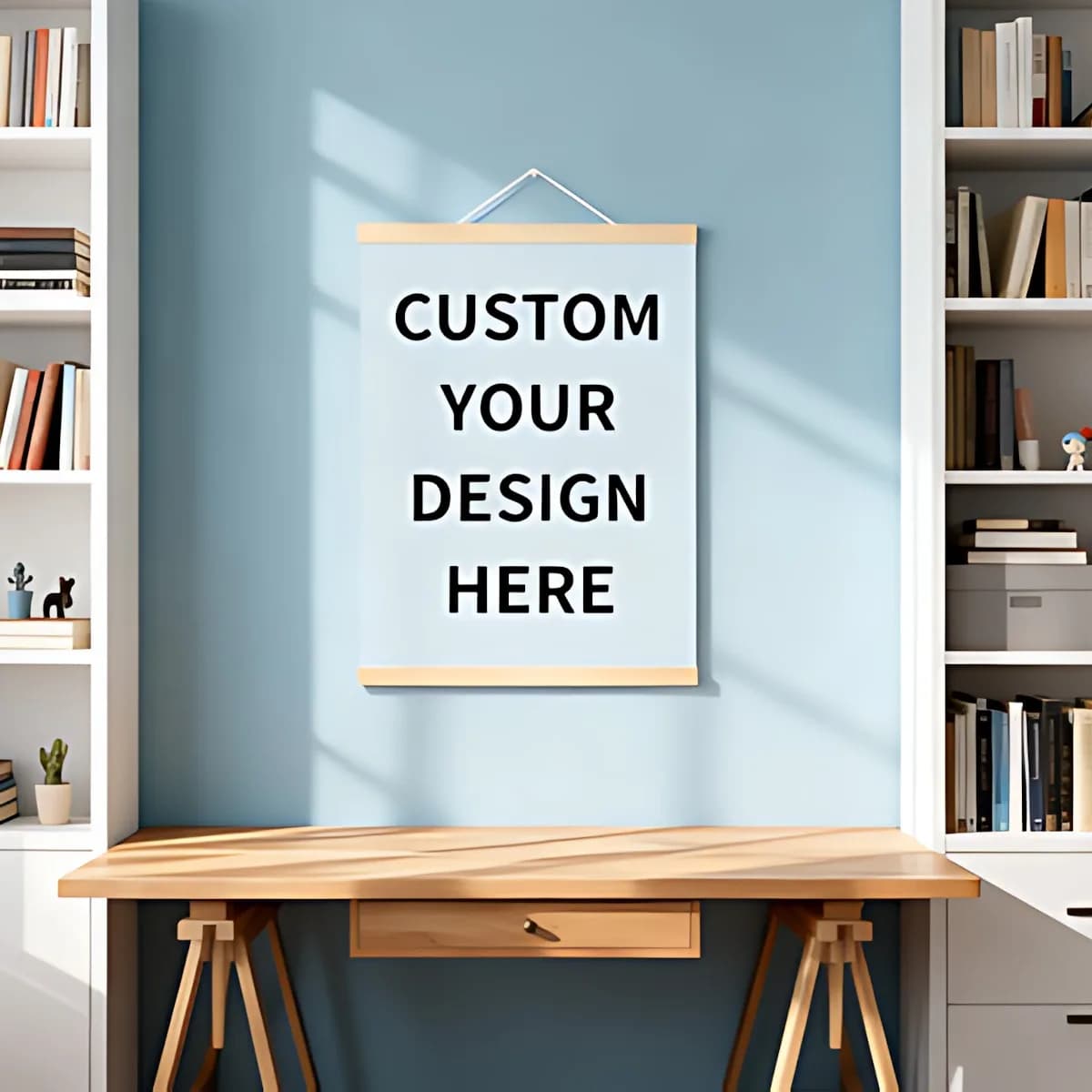 Customizable Scroll Painting with Wooden Frame - Personalized Canvas Poster, Ideal for Wedding Memories, Couple, Lover, and Pet