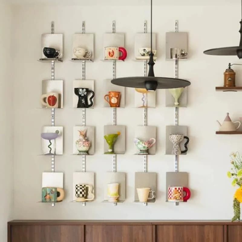 Shelf, wall-mounted decorative wine glass rack, storage display milk tea shop coffee bar