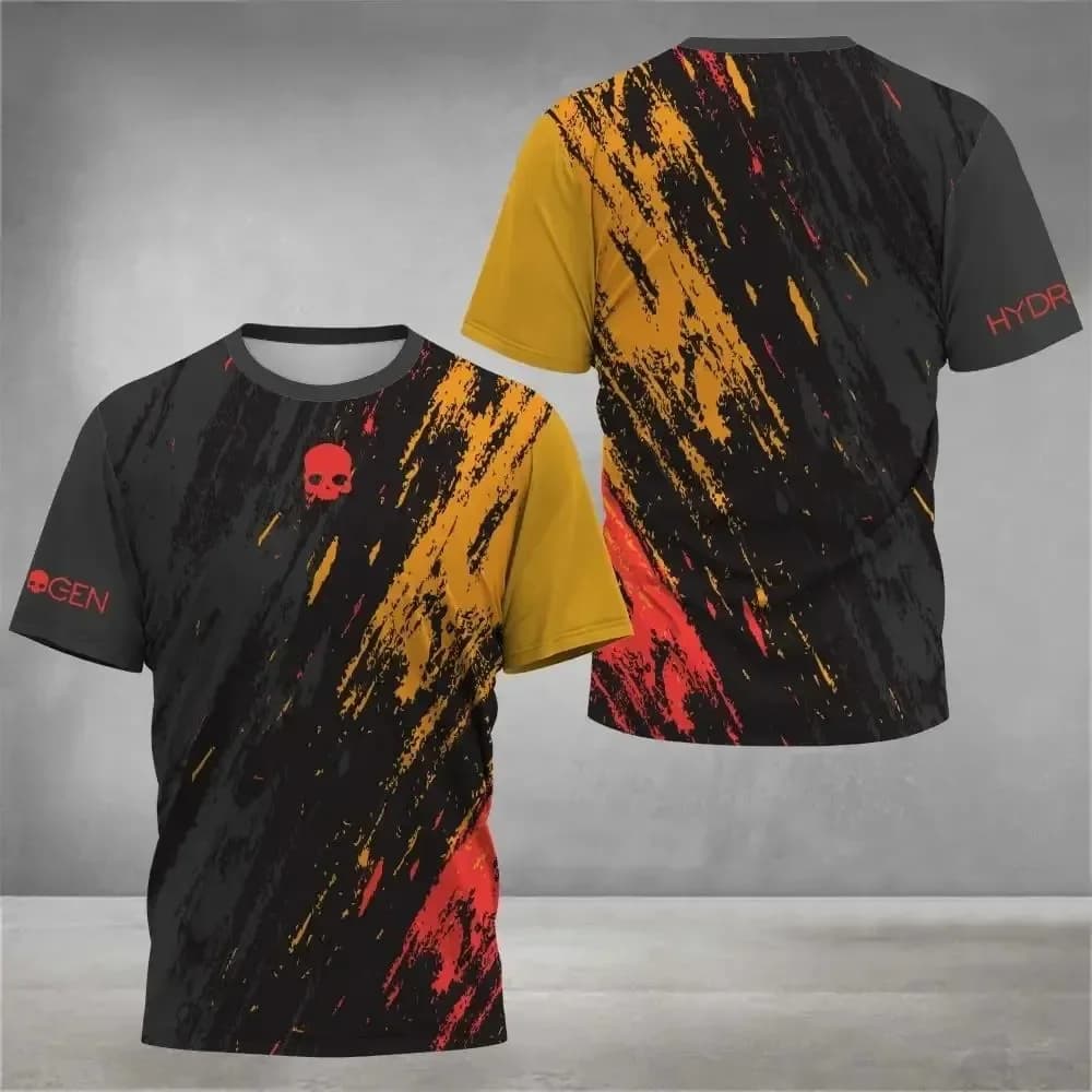 Summer Men's Casual Loose 3d Printed Colorful Round-Neck Short-Sleeved T-Shirt For Sportive Breathability Large Size Shirt