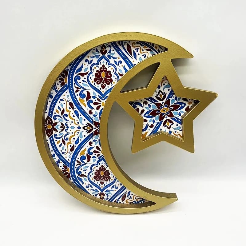 Star Moon Food Serving Tray Eid Mubarak Food Tray Ramadan Kareem Fruit Basket Islamic Home Decor Eid Gift