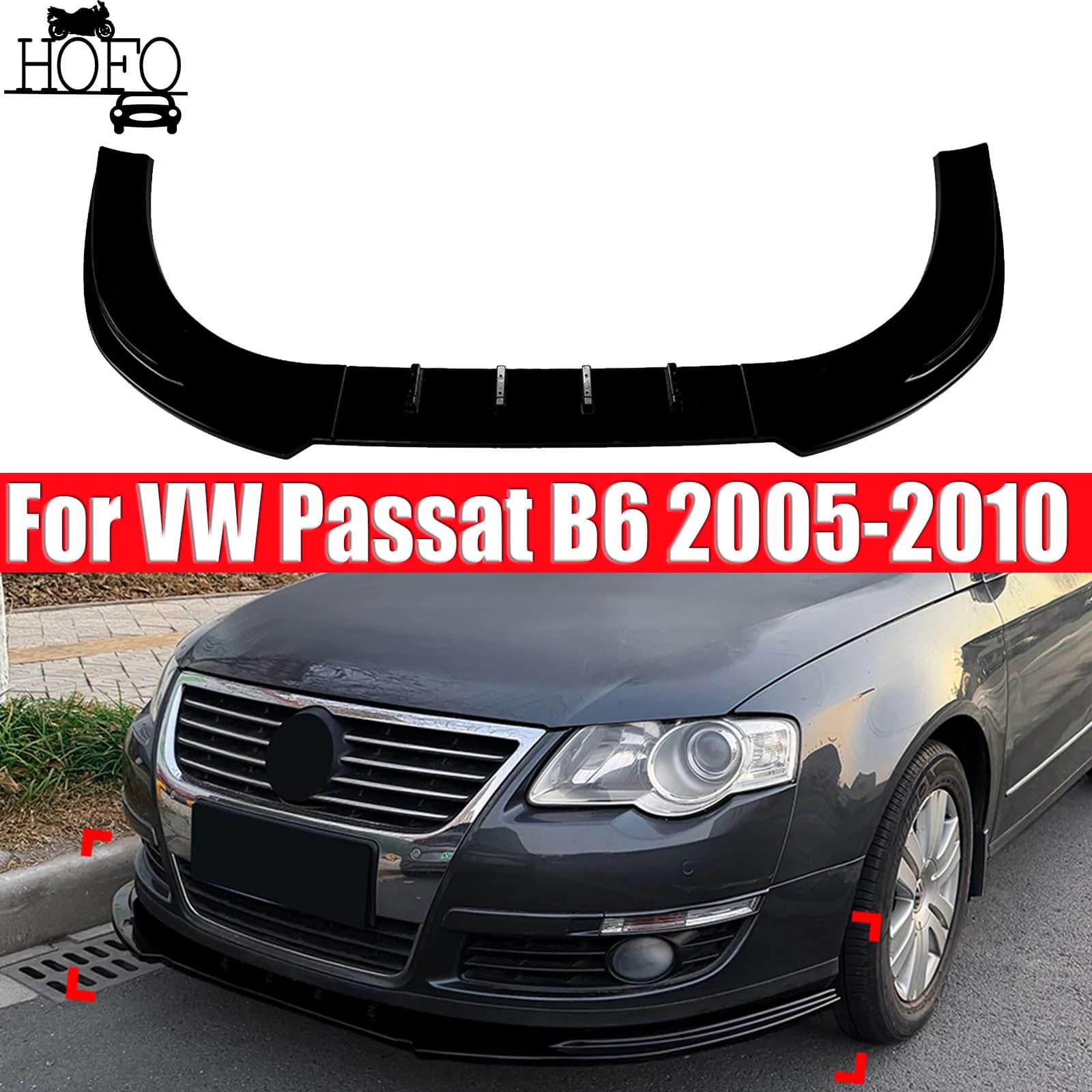 Car Front Bumper Spoiler Lip Splitter For VW Passat B6 2005-2010  2006 2007 2008 2009