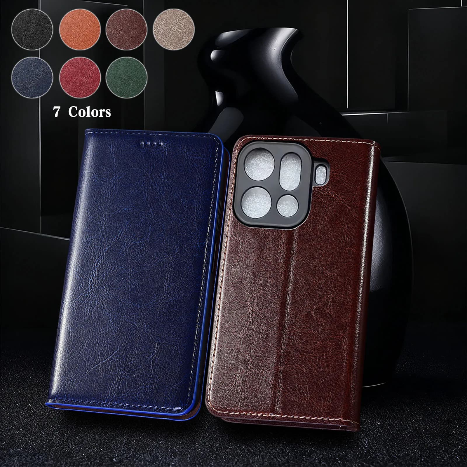Genuine Leather Phone Case For OPPO Find X5 X6 X7 X8 X8S X9 Pro Plus Ultra Lite Crazy Horse Pattern Of Flip Cover Case Cowhide