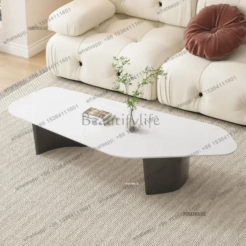 LSDesign Coffee Tables Living Room Center Table Furniture for Home Black Irregular Low Marble Hotel Modern Side Table