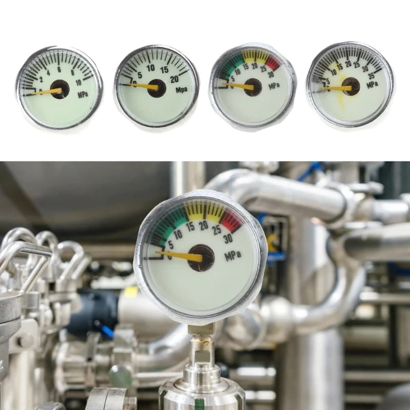 M10Thread Leak Detector Gas Pressure Meter with Backlit Mini Propane Tanks Gauge Level Indicator 25mm 10mpa/20mpa/30mpa/35mpa