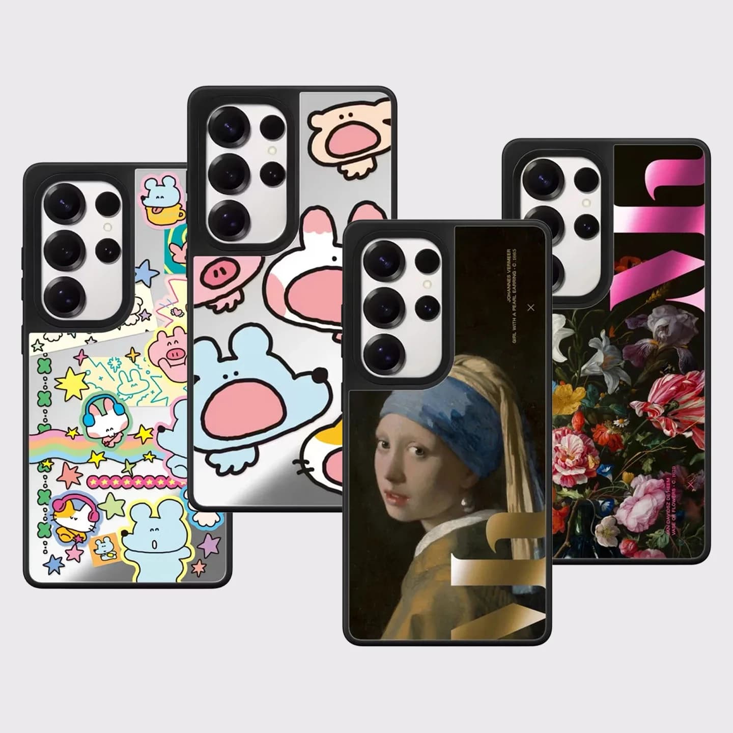 Pearl Earrings Girl Mirror Surface Magnetic Phone Cover for Samsung Galaxy S23 S24 S25 S26 Ultra S26+ Plus Case