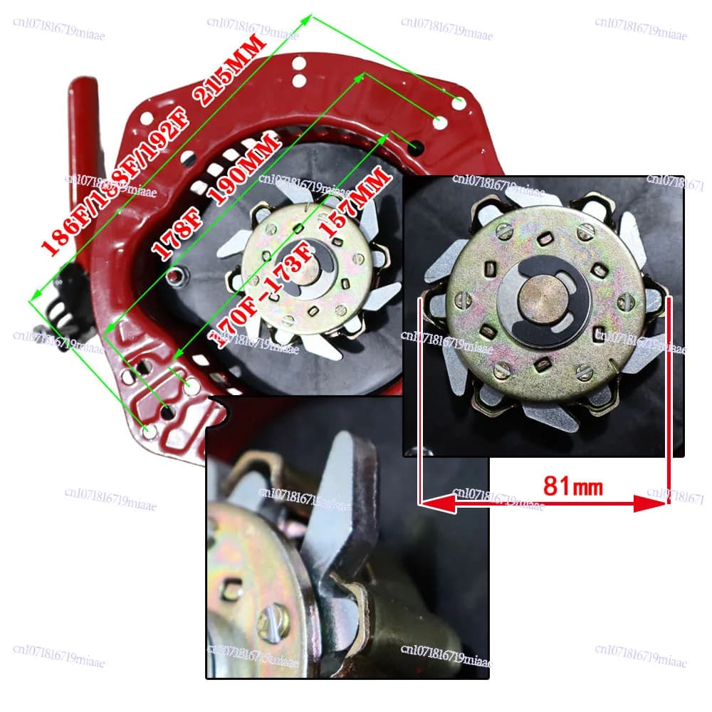 Hand Crank Pull-Free Starter for 170F-195 Diesel Engine Micro Cultivator Diesel Engine Pull Disc Starter