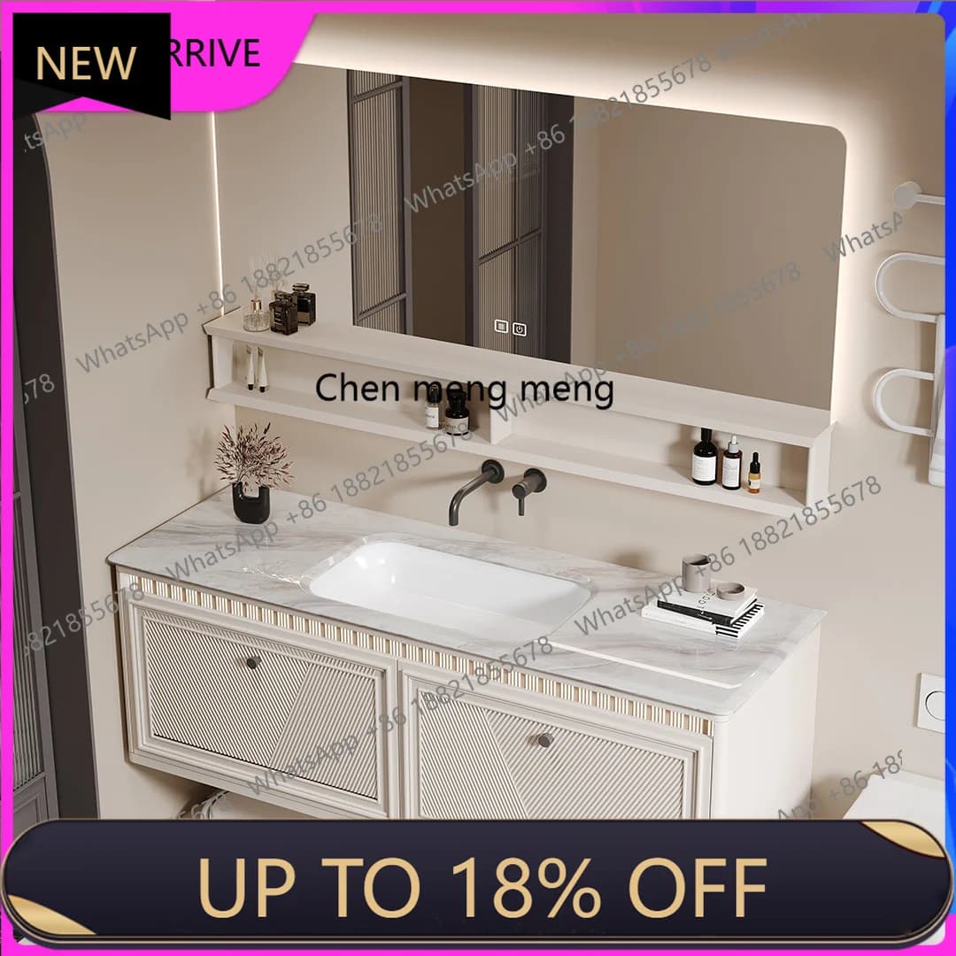 C88 French retro oak bathroom cabinet combination integrated basin washbasin toilet washbasin luxury stone
