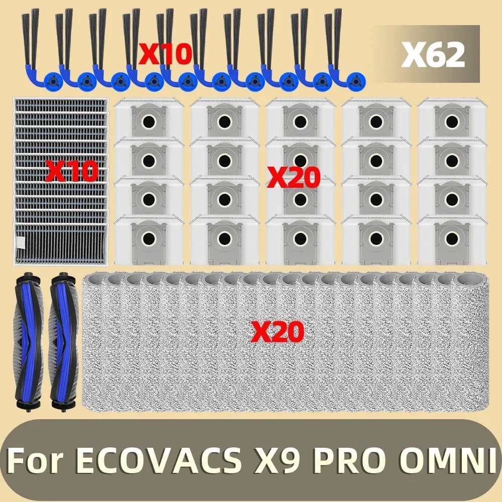 WZ-Fit For ECOVACS X9 PRO OMNI  Spare Parts Accessories Filter Main Side Brush Roller Mop Dust Bag