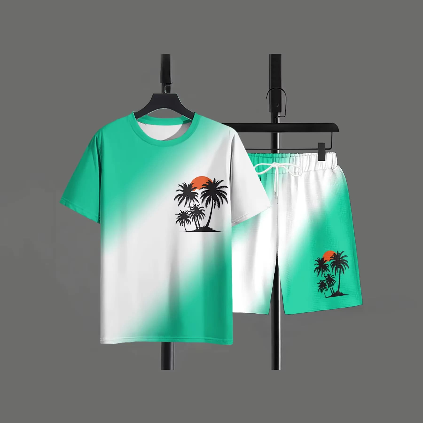 Summer Fashion Palm Tree 3D Print T-Shirts Shorts Sets Men's Tracksuits Oversized Short Sleeve T Shirt Pants Set Suits Clothing