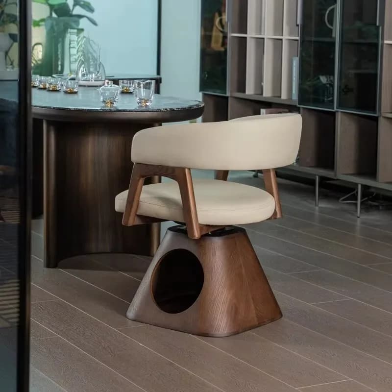 People and pets share French retro rotating solid wood cat stool, master chair, tea chair, dining chair