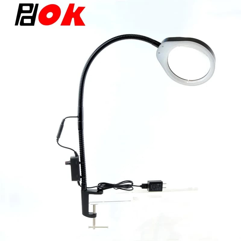 8X 10X Magnifying Glass Table Magnifier Gooseneck Arm LED Light Magnifier For Reading Repairing And Inspection Desktop Magnifier