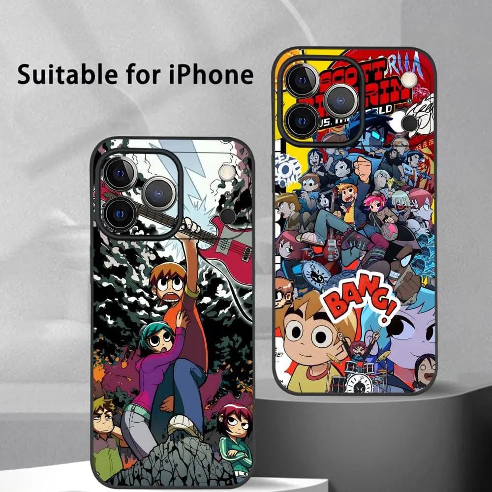 S-Scott Pilgrim Vs. The World Phone Case For IPhone 17 16 15 14 13 12 11 Pro Max Plus Mini Black Frosted Soft Shell Funda