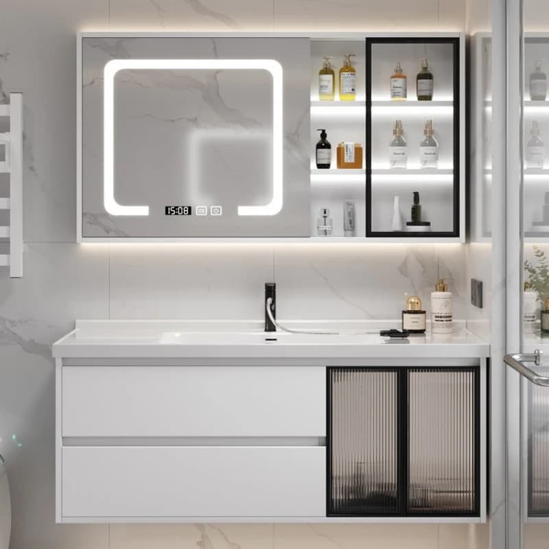 multifunctional white Bathroom Cabinet simple household smart mirror cabinet Ceramic Integrated Washbasin mobili casa furniture