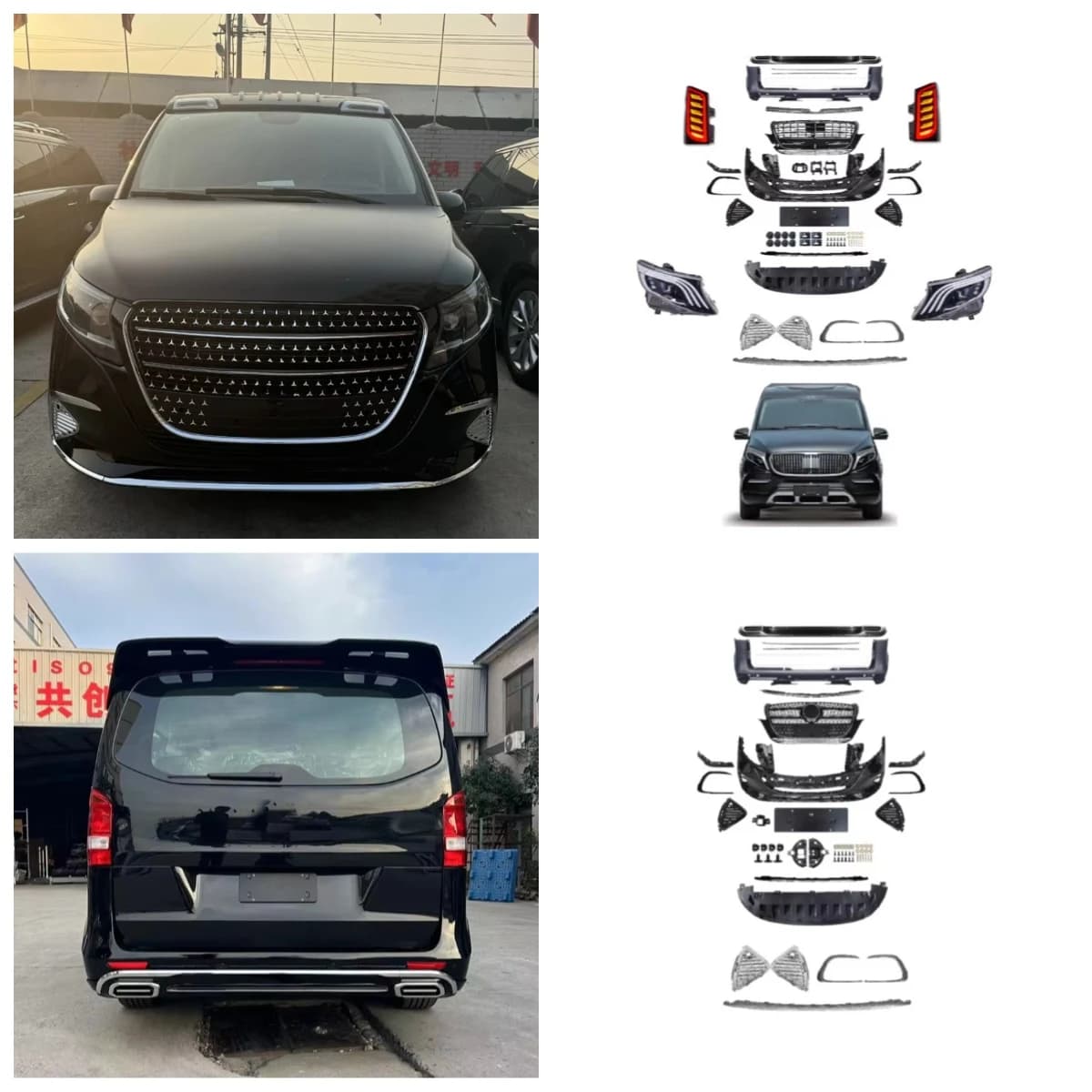 Stlf New Design Upgrades V300 Style Front Rear Bumper Grille Diffuser Headlights Taillights BodyKit For W447 Vito V260