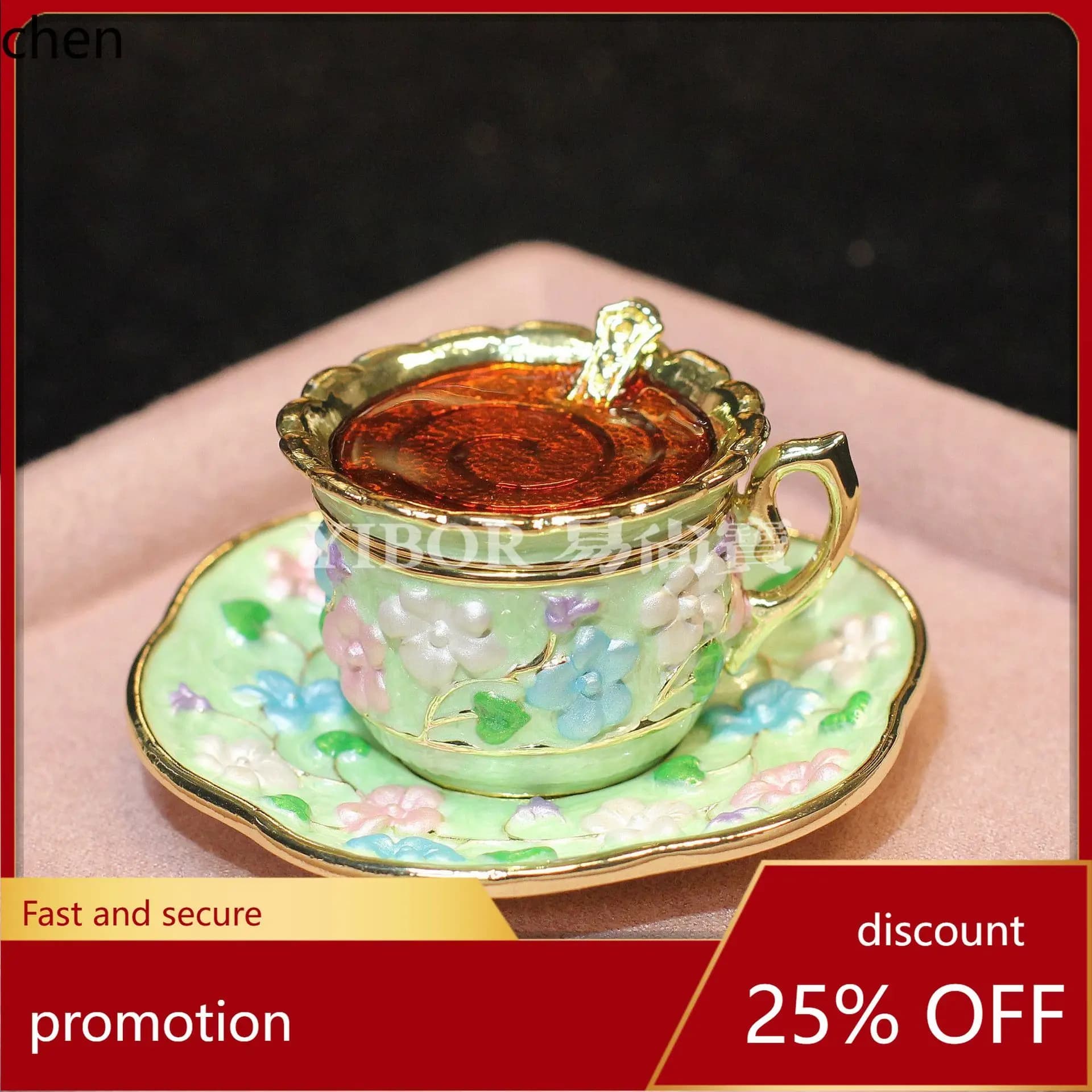 H1 Metal Enamel Jewelry Box Creative Coffee Cup Ornament Ring Earring Accessories Storage Box Gift Wholesale
