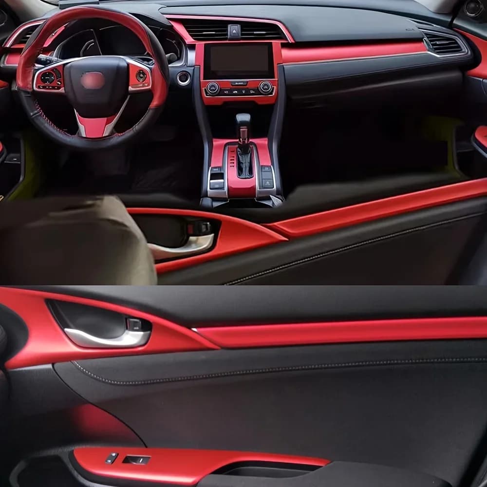 Carbon Fiber Vinyl Interior Decals Waterproof Easy Install Durable Dashboard Console Stickers For Honda Civic 2016-2021