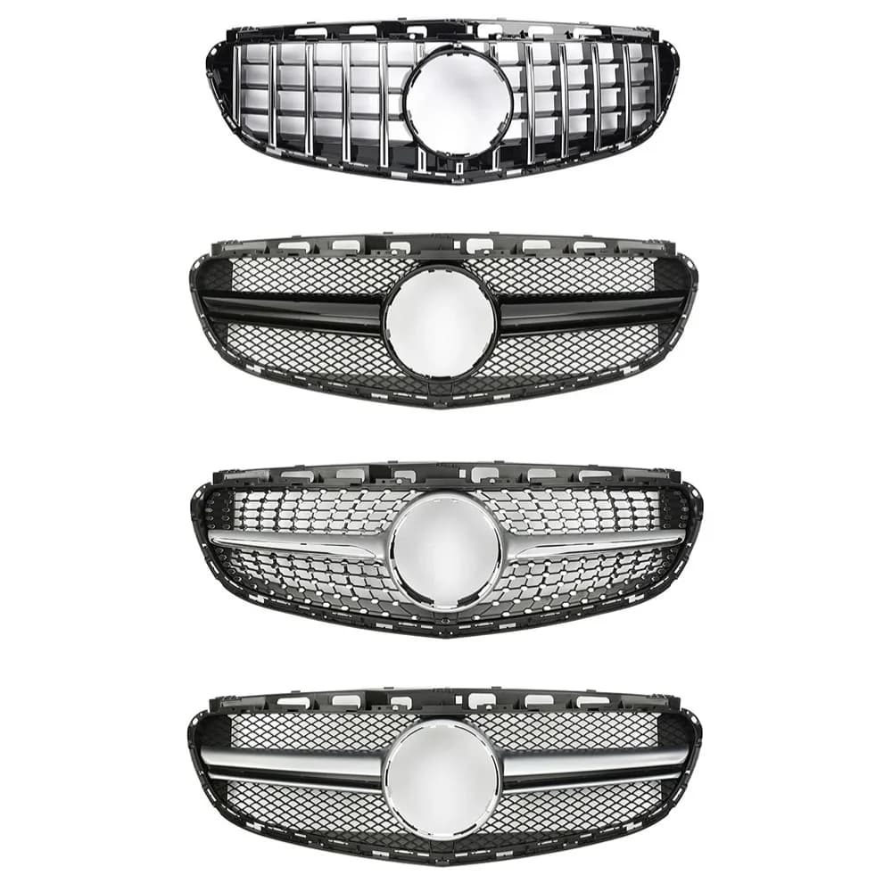 For W212 2014-2015 Mercedes Benz E Class  Sport Front Bumper Grid Hood M Silver/Black Compatible with E200 E300 E250 E350