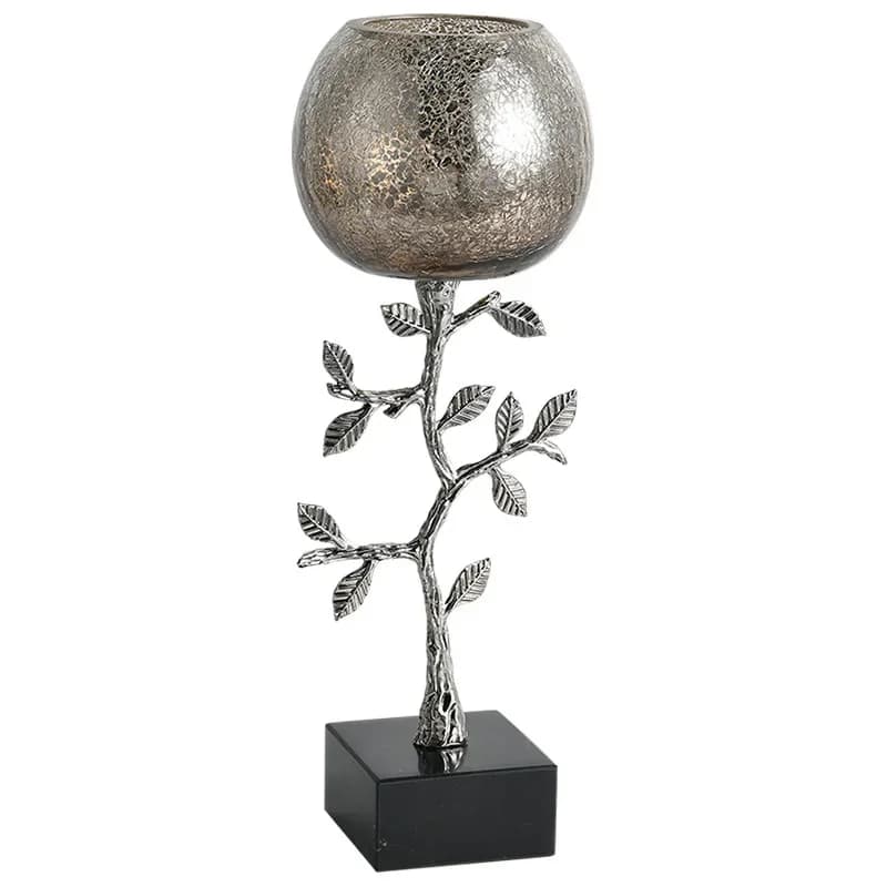 Modern simple stainless steel alloy fortune tree candlestick ornament model room dining table side cabinet wedding layout props