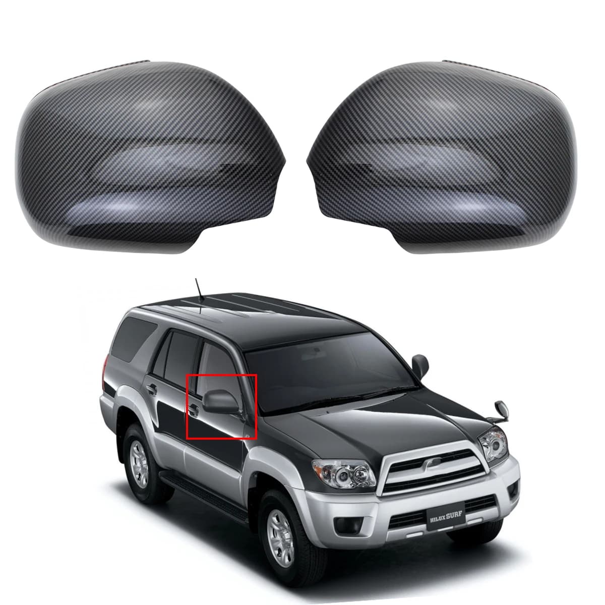 New Car ABS Carbon Rearview Accessories Side Mirror Cover Trim Paste Style 2003 2005 2006 2007 2008 2009 For Toyota Hilux Surf